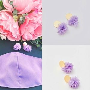 Lavender face mask with matching drop earrings